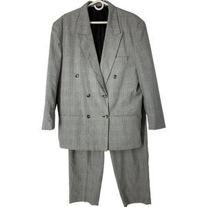 80s Vintage Men’s Palet Perspective Suit Double Breast Size Medium Plaid 5372